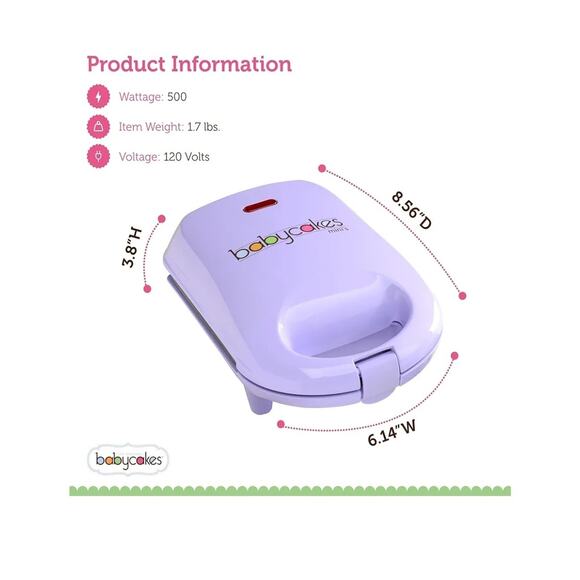 Babycakes Mini Cake Pop Maker Purple Color Gift New! Recipes Included - Picture 2 of 7